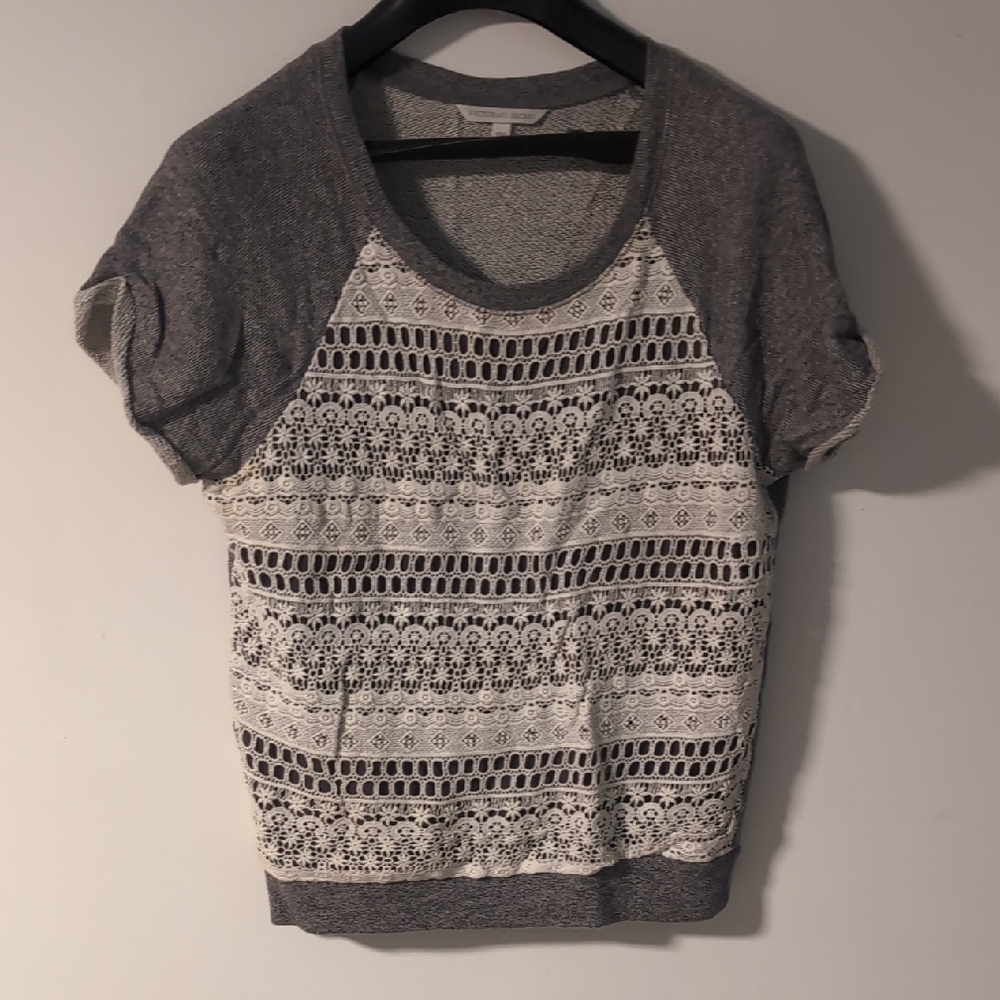 Victoria's Secret Black and White Boxy Ribbed Short Sleeve T-Shirt